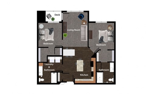 Floor plan for 2 beds, 20 baths, 1119 sqft